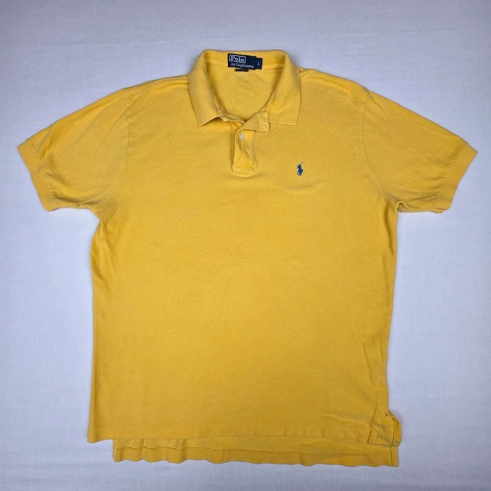 Polo Ralph Lauren Polo Shirt Mens Large Yellow Excellent Short Sleeve Cotton